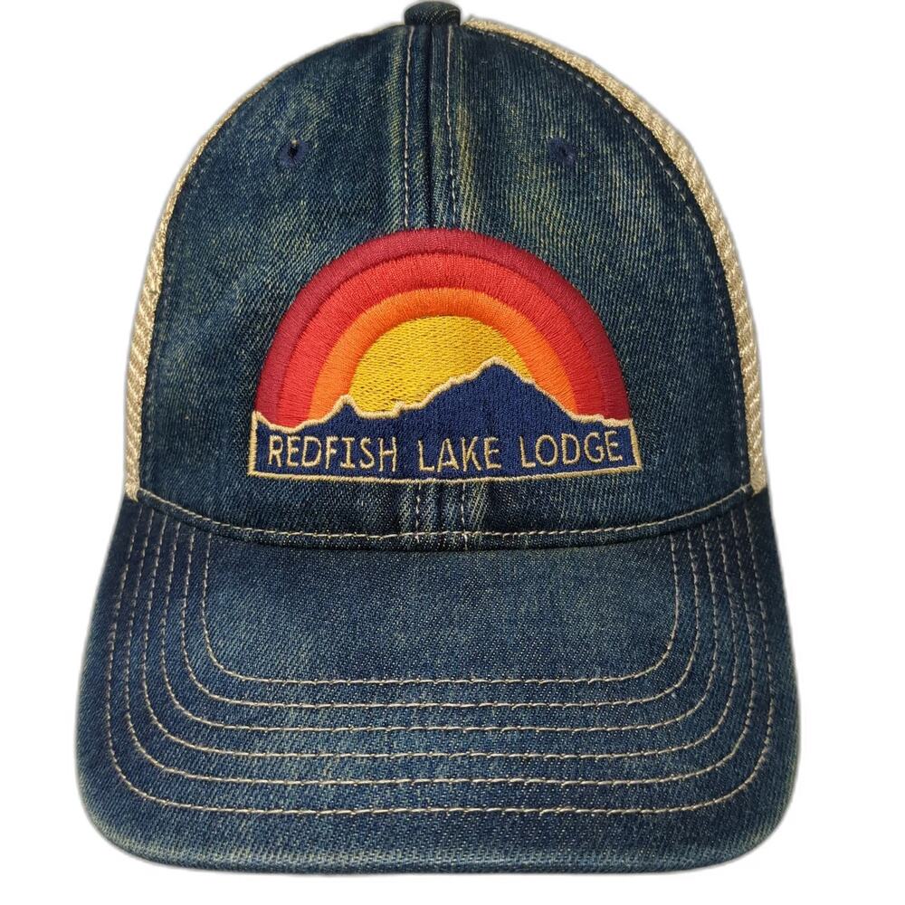 Legacy Trucker Hat Blue One Size Redfish Lake Lodge Rainbow Mesh Snapback